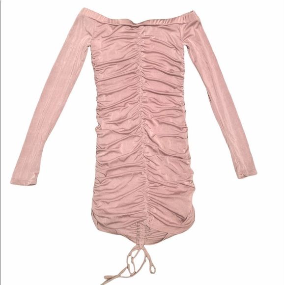 Forever 21 M Ruched Off Shoulder Bodycon Blush/pink Dress - Picture 4 of 5